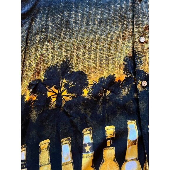 George XL 46- 48 Beer Bottle Shirt Black Party Rayon Bar Alcohol - Picture 5 of 6